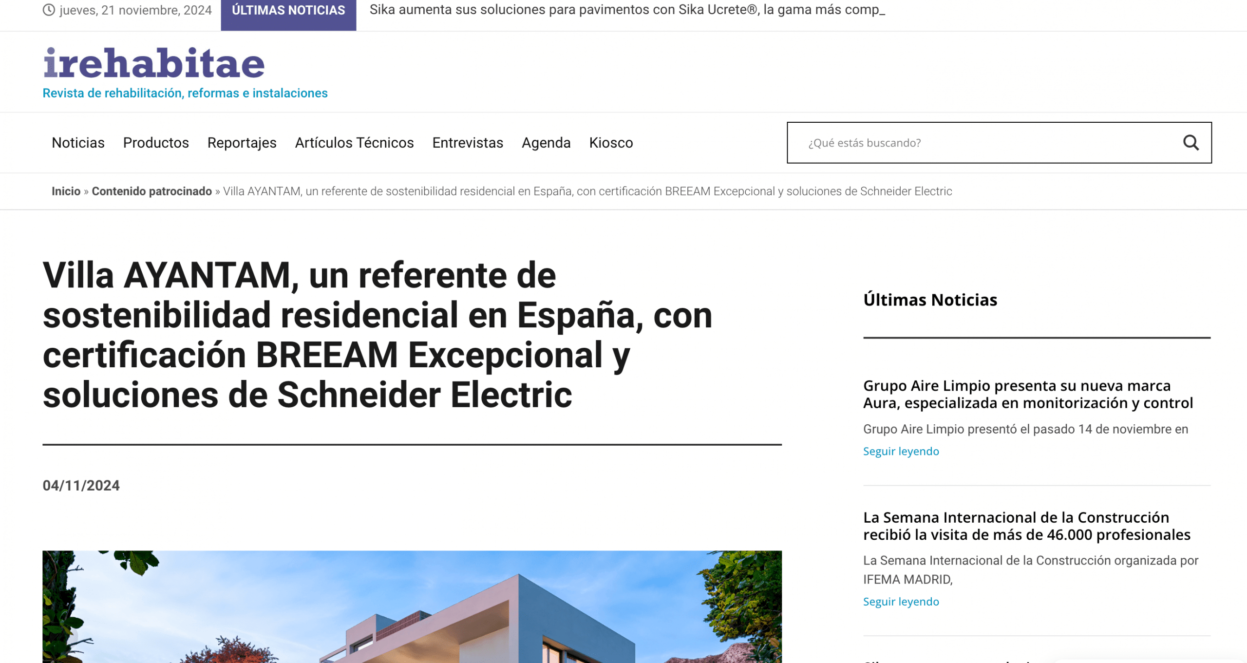 Primera villa en España con la máxima calificación BREEAM Excepcional