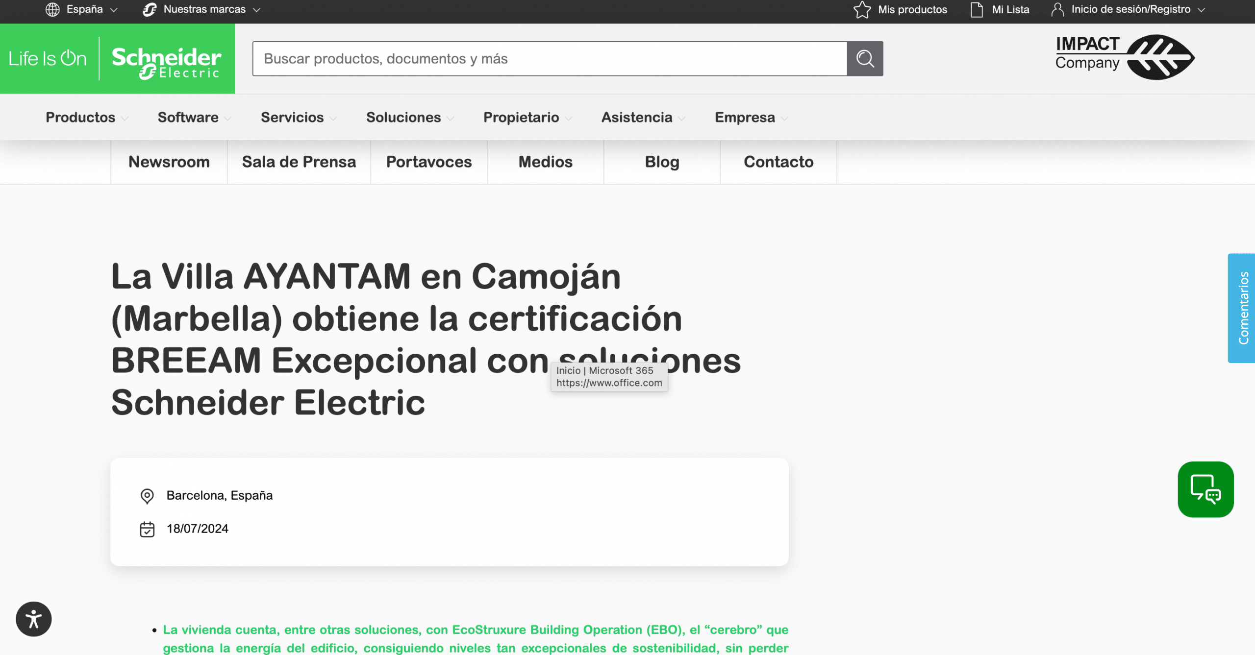 Primera villa en España con la máxima calificación BREEAM Excepcional